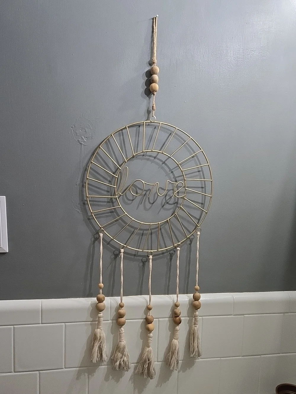 Love Boho Wall Hanging - Cream & Gold Home Decor
